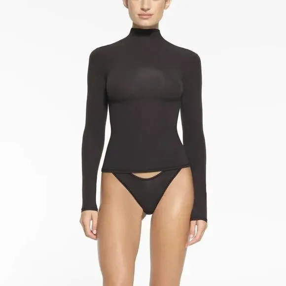 SKIMS Fits Everybody Turtleneck Top Black Onyx Stretch Skims Womens Plus Size 3X - Picture 1 of 11